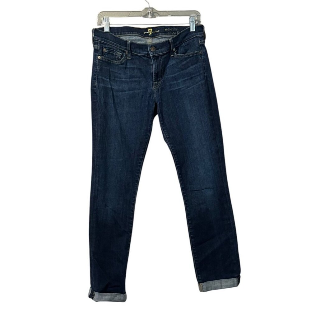 7 For All Mankind Jeans Women’s 29 Blue The Skinny Crop Roll Stretch Preppy